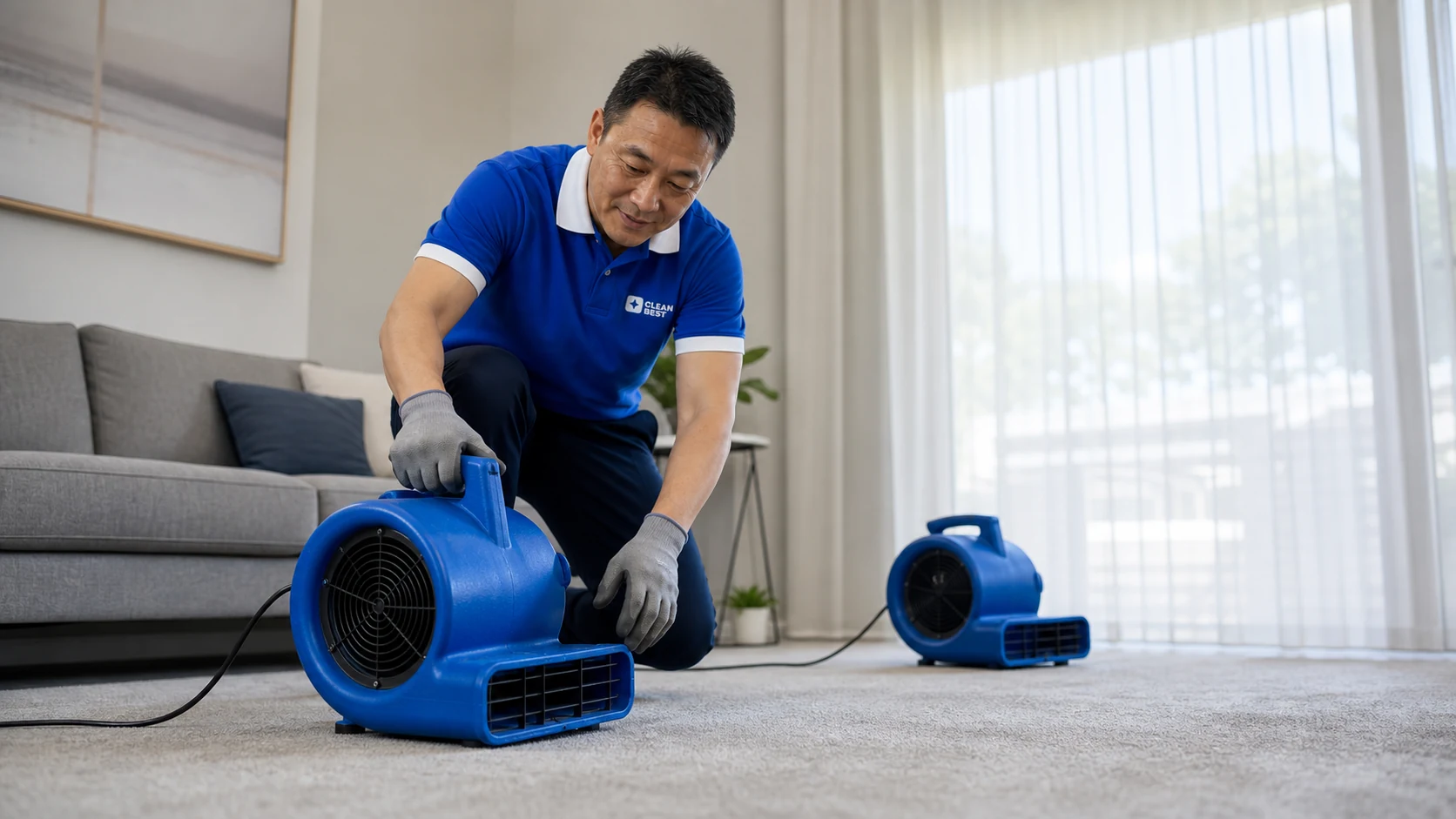 Clean Best technician extracting a traffic lane from office carpet in Blacktown NSW